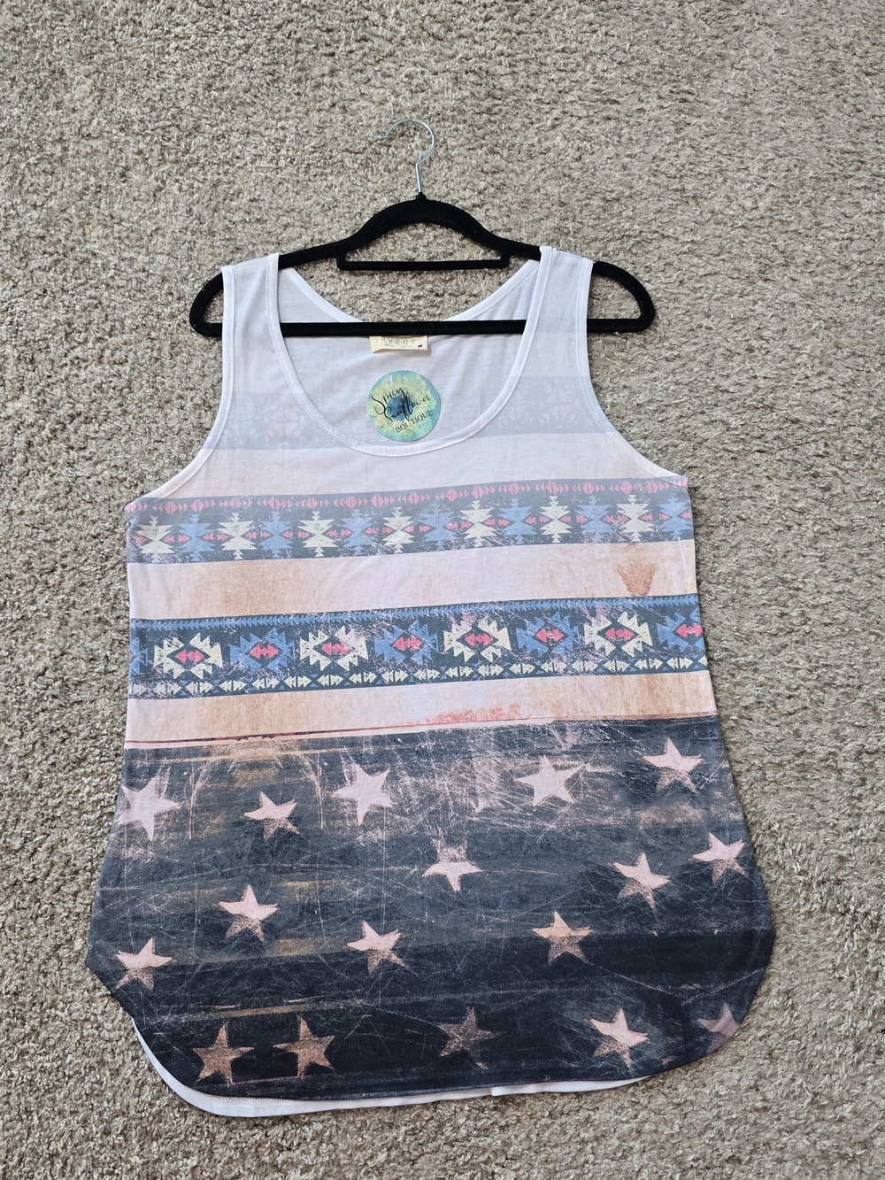 Avery Apparel Company Unisex L Multicolor Stars Scoop Neck Tank Top T-196